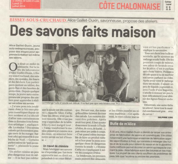 article sur le déroulé des stages savonnerie