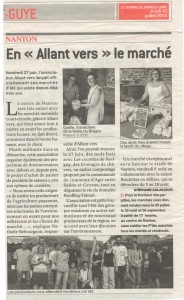 Lire la suite à propos de l’article Article sur le marché des producteurs de Nanton “Allant vers”