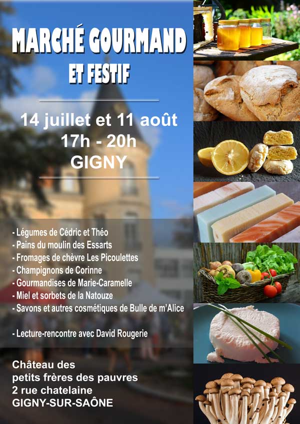 Lire la suite à propos de l’article Marché festif et gourmand à Gigny-sur-Saône le 14/07/2022