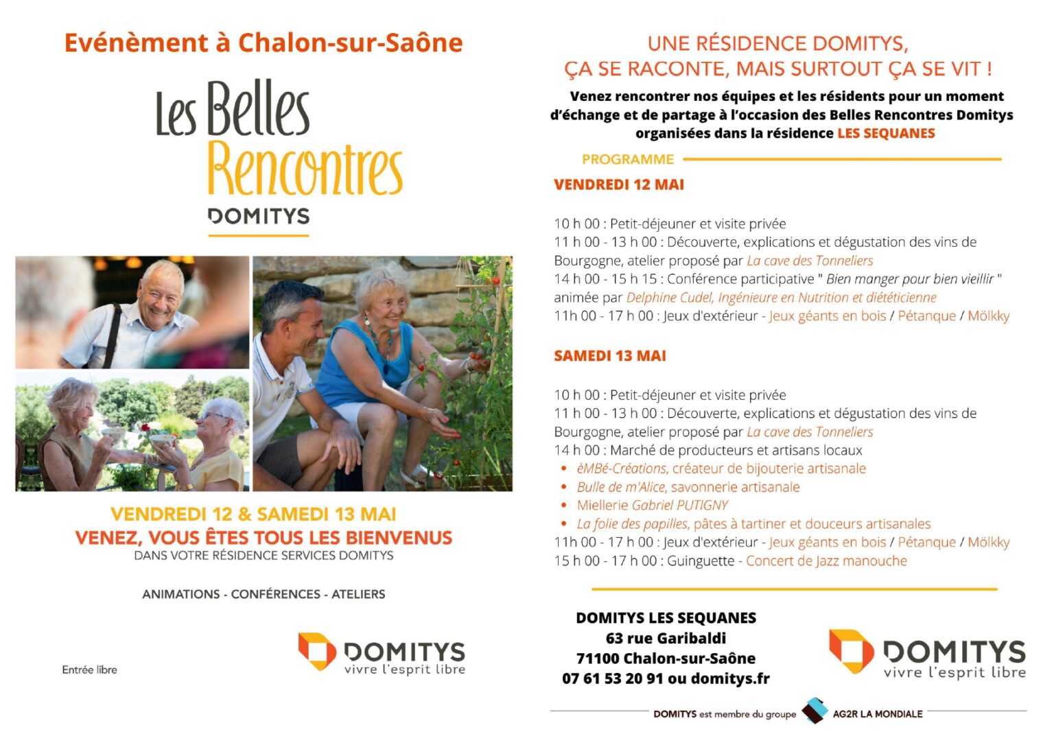 Portes ouvertes de la résidence Domitys Les Séquanes à ChalonsurSaône le 13/05/2023 Bulle de
