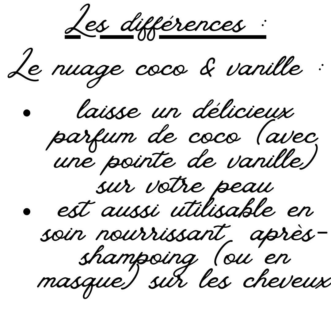 les propriétés du nuage coco vanille