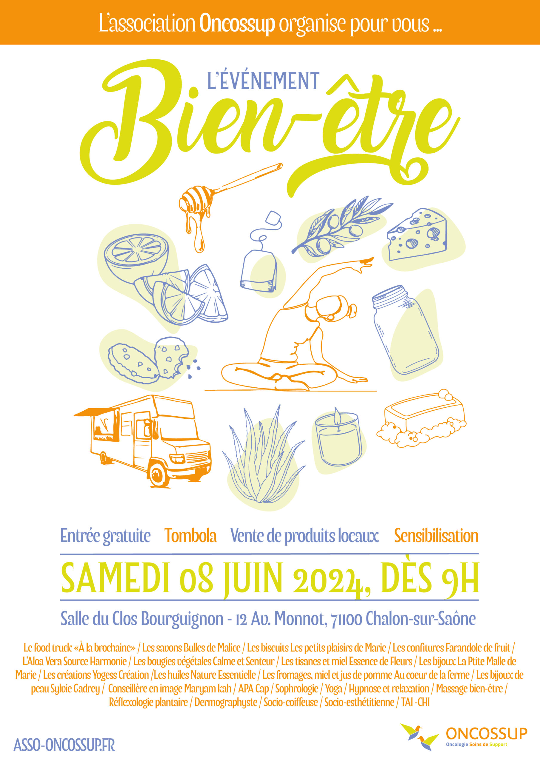 Lire la suite à propos de l’article Forum bien être d’Oncossup le 8 juin 2024 à Chalon-sur-Saône