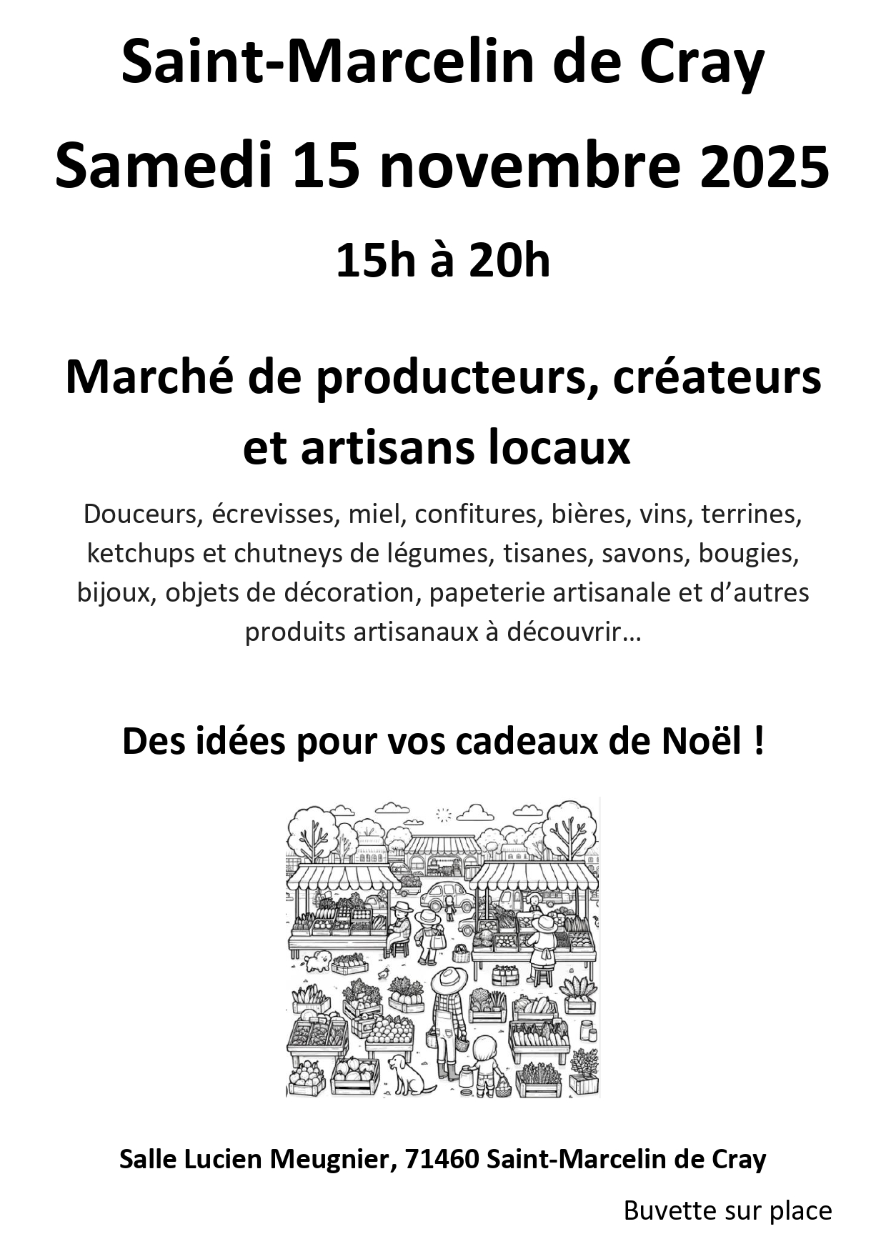 Lire la suite à propos de l’article Marché d’hiver à St Marcelin de Cray le 15 novembre 2025